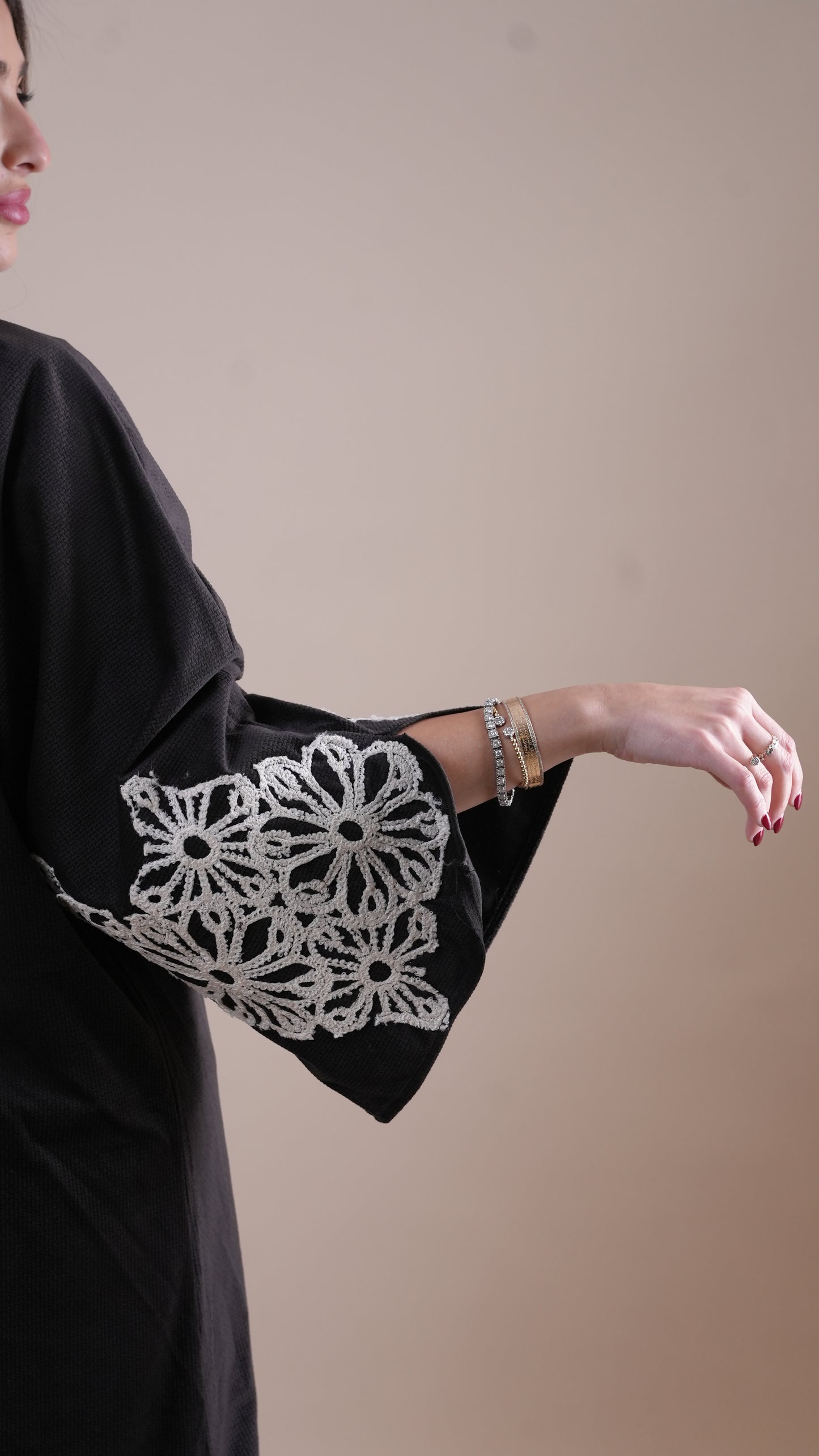 FLOWERED VELVET KAFTAN