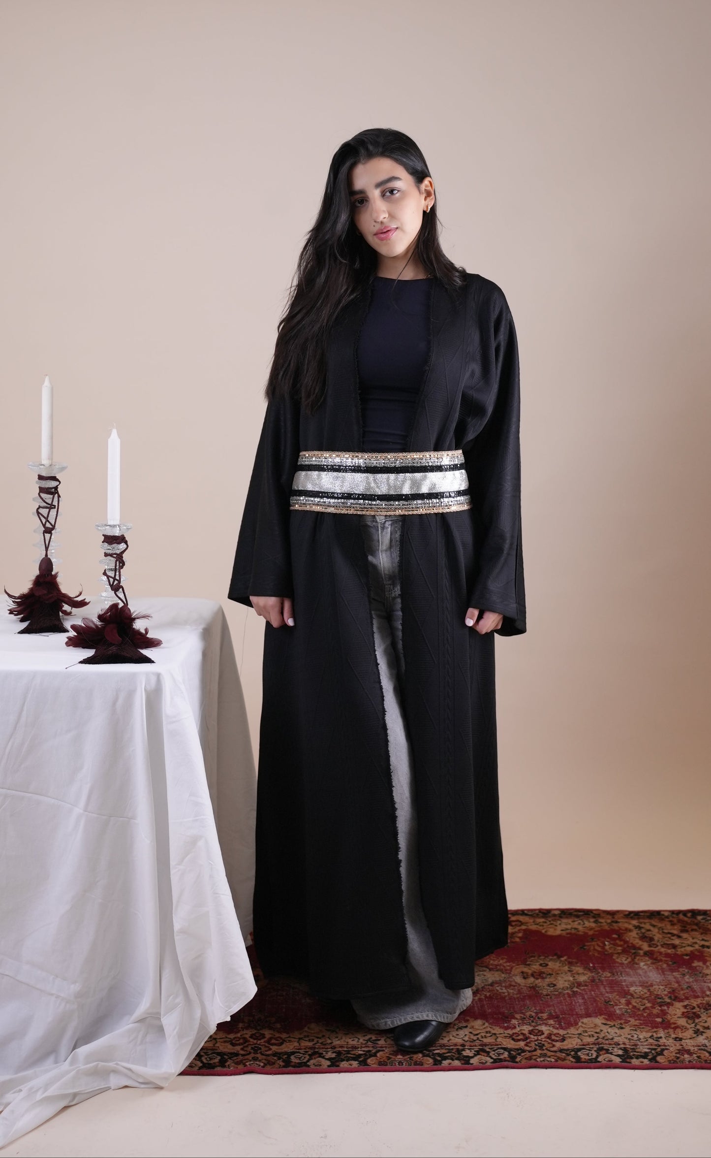 BLACK TRICOT KAFTAN