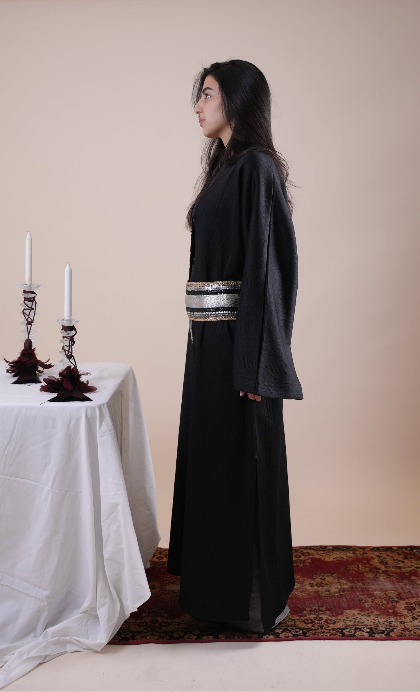 BLACK TRICOT KAFTAN