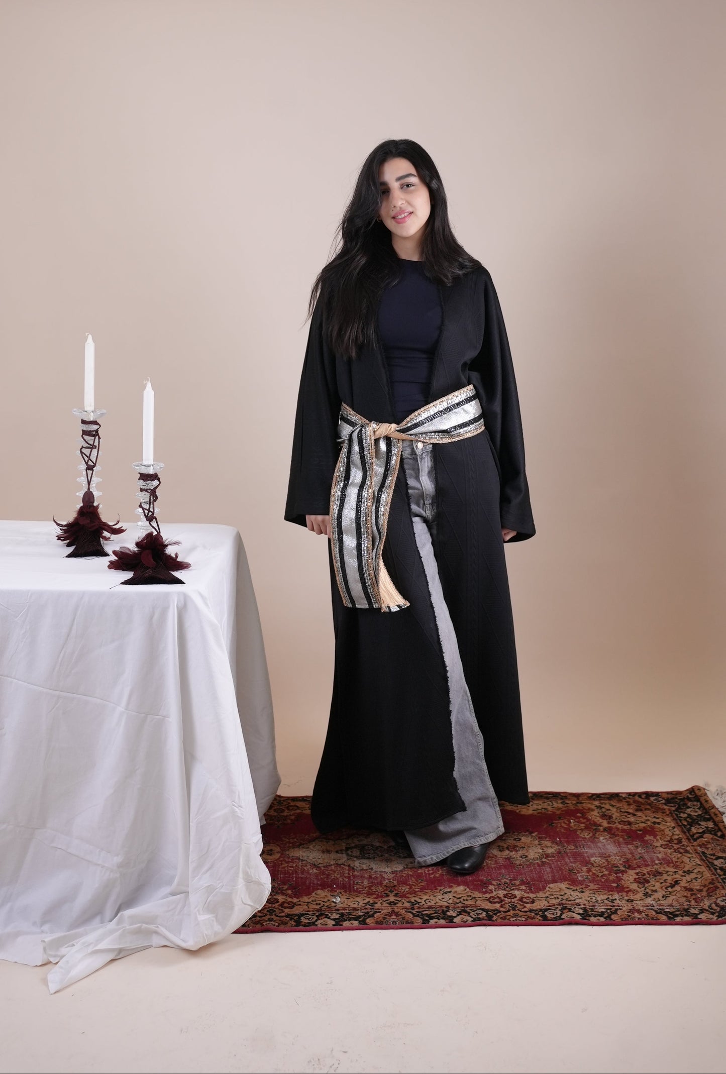 BLACK TRICOT KAFTAN