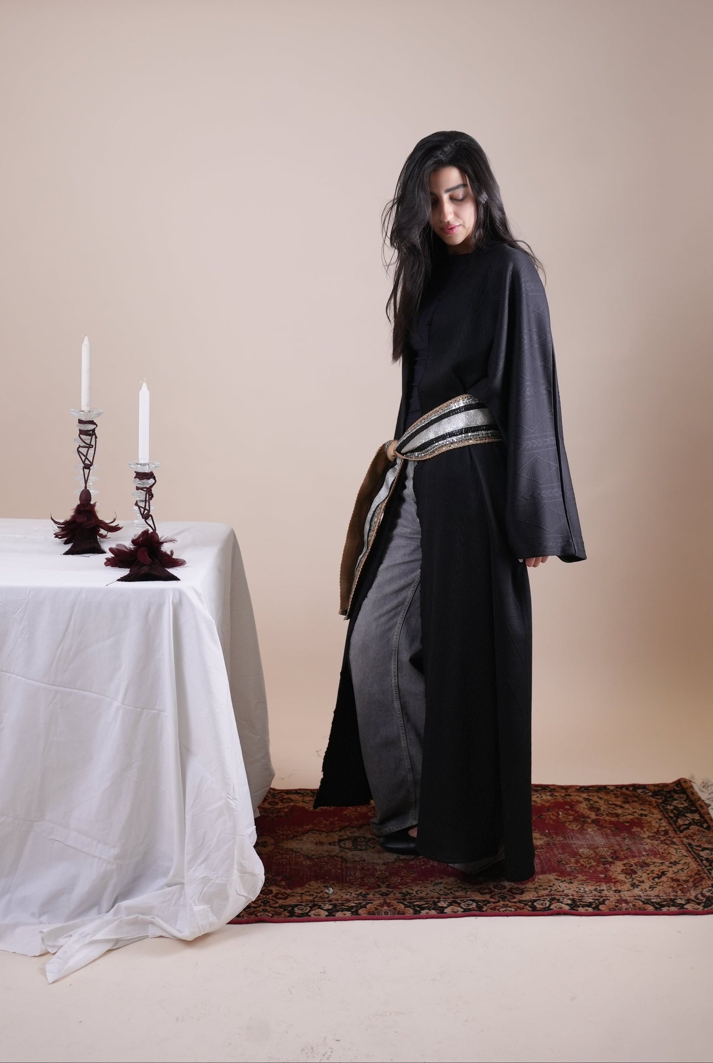 BLACK TRICOT KAFTAN
