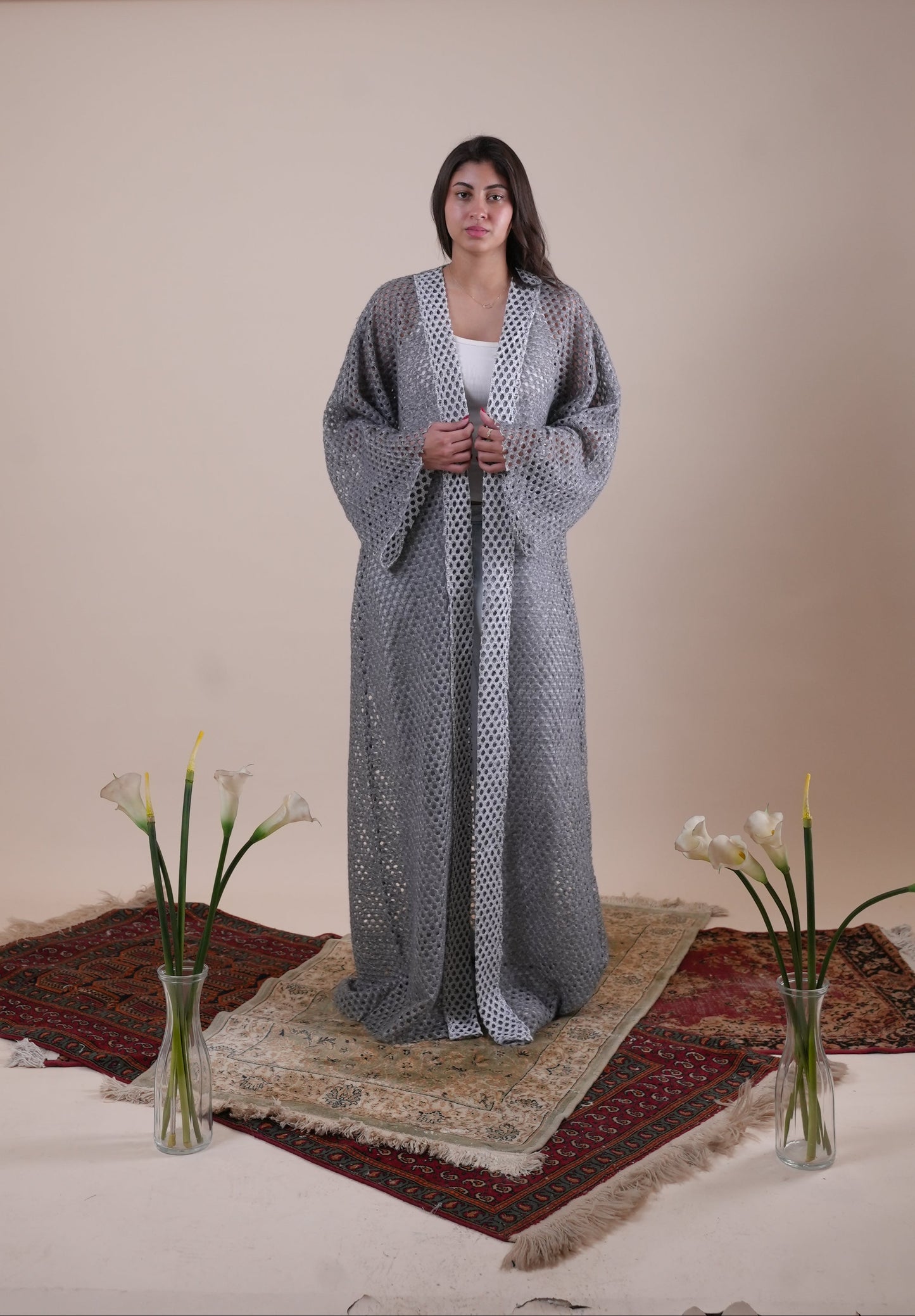 GREY CUTOUT KAFTAN