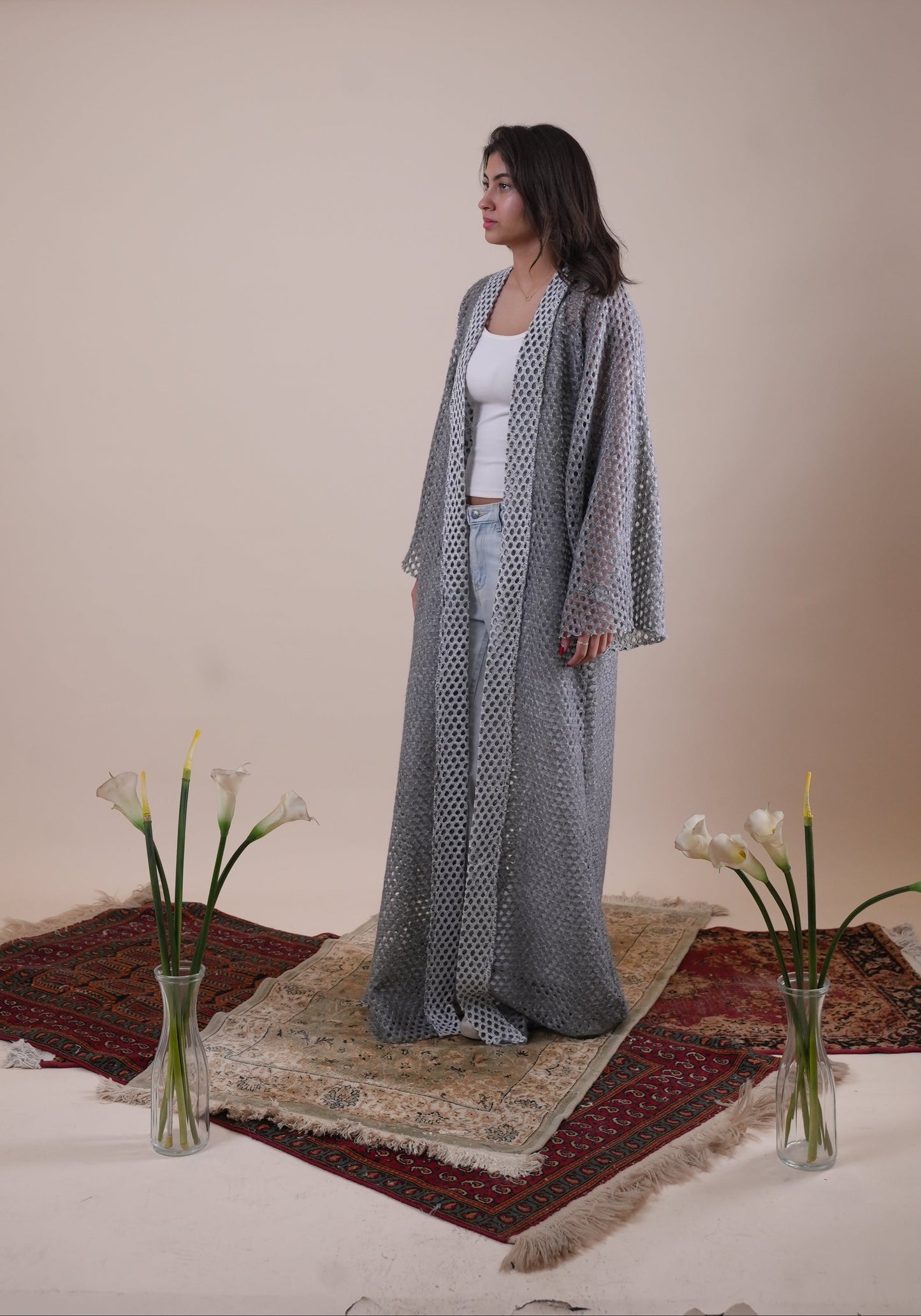GREY CUTOUT KAFTAN