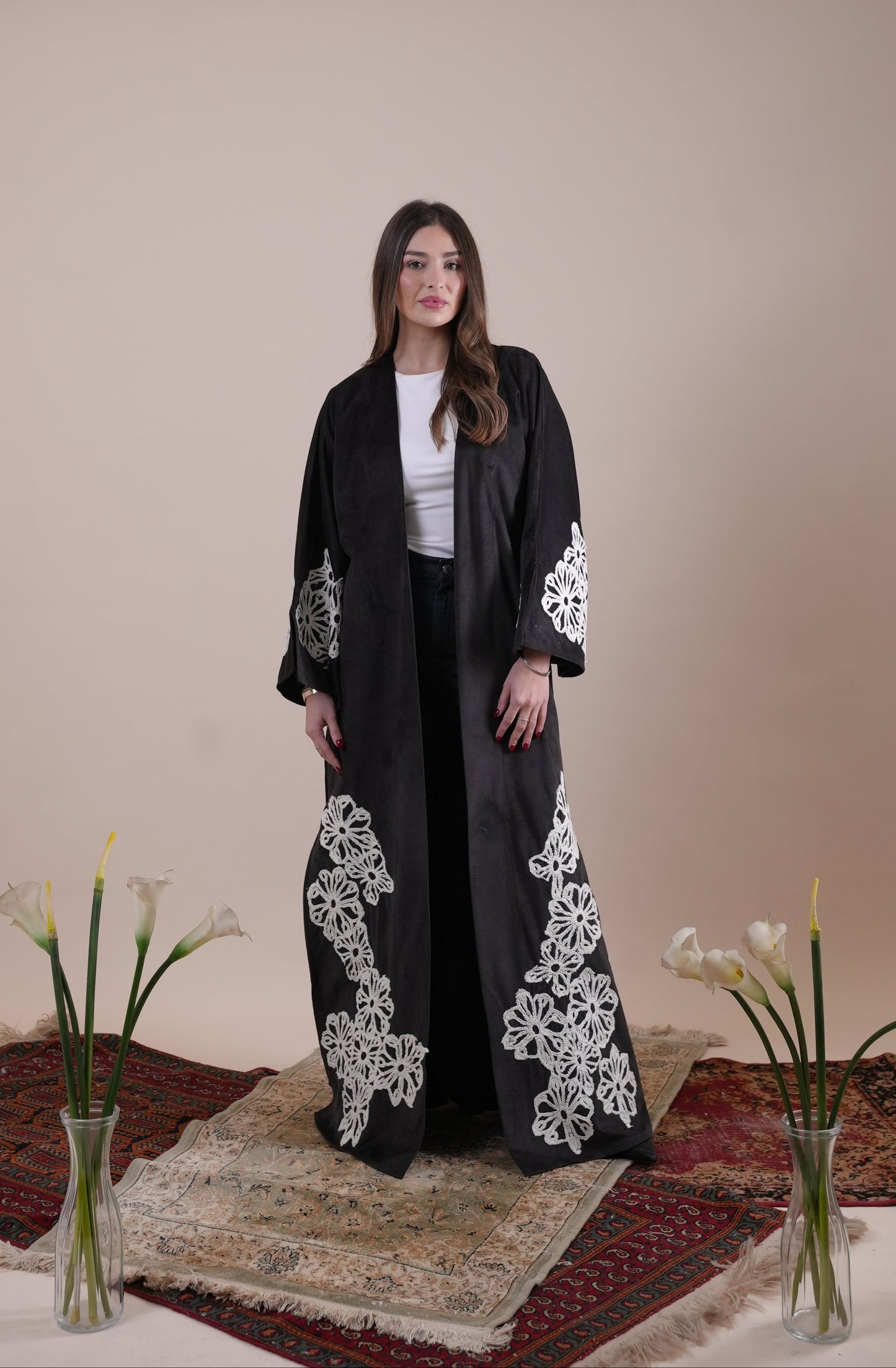 FLOWERED VELVET KAFTAN