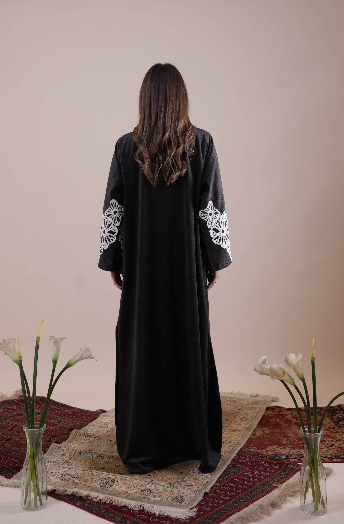 FLOWERED VELVET KAFTAN