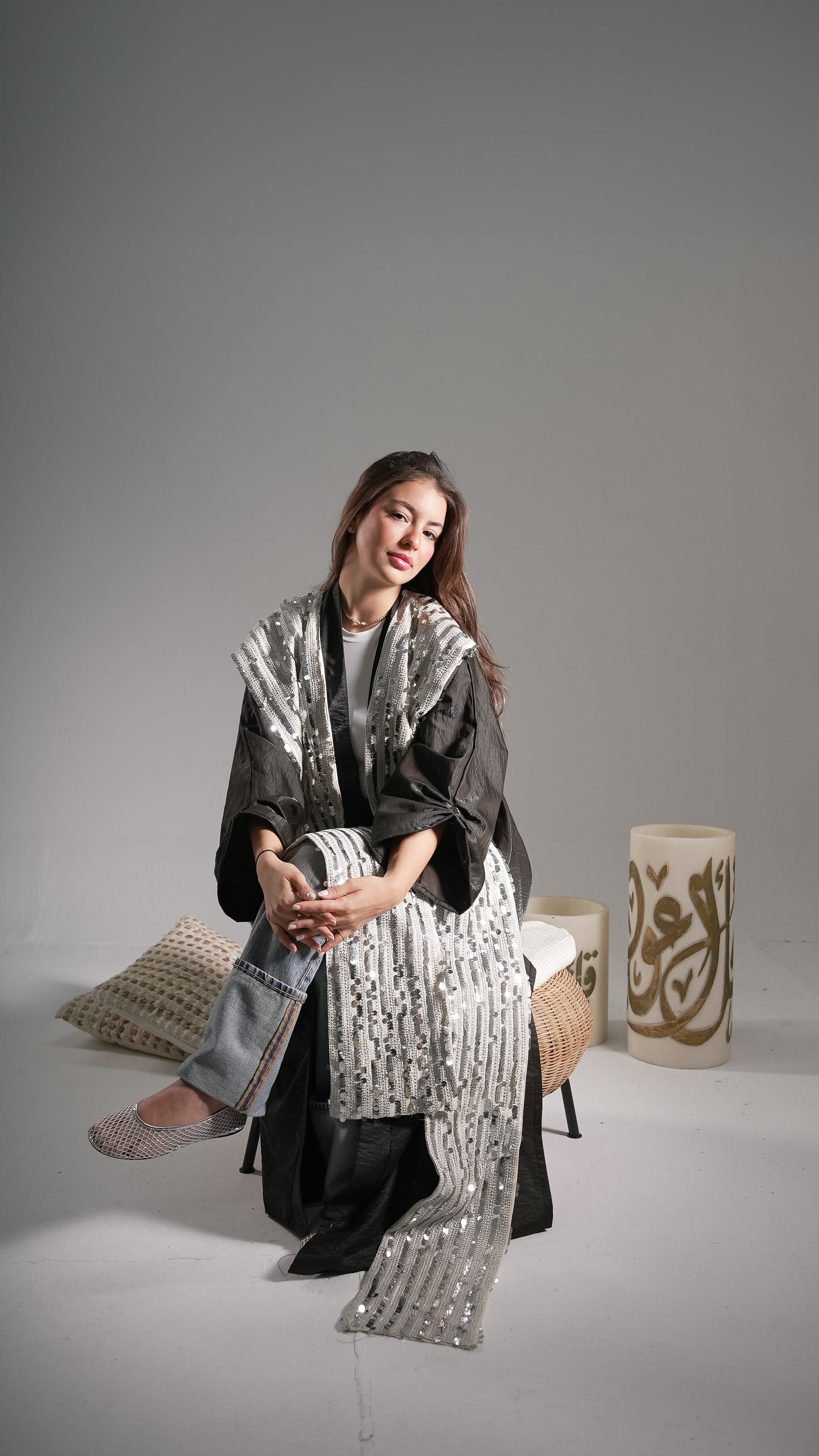 SILVER PAYETTE KAFTAN
